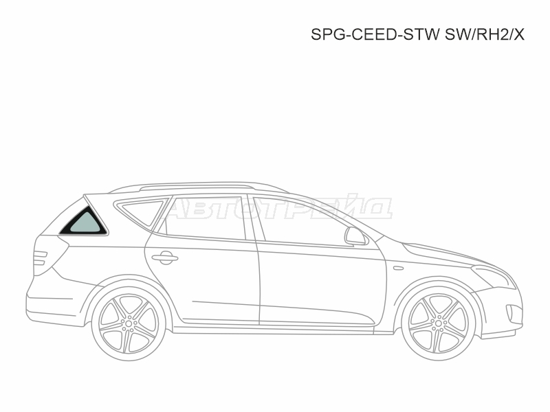 Стекло кузова боковое (не опускное) (Справа/ Цвет зеленый) Kia Ceed 06-12