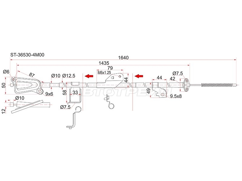 Трос ручного тормоза Nissan Almera 00-06 / Sunny 98-04 (Справа)