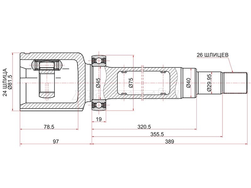 Шрус (Спереди/ Справа/ Внутр) Ford Focus 07-11 / Transit 06-14