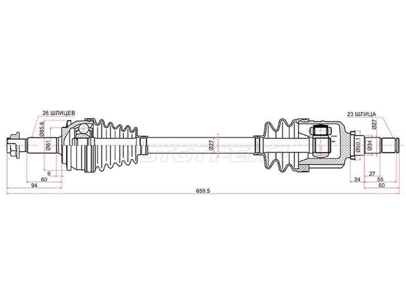 Привод в сборе Toyota Corolla (E150) 06-13 / Auris 06-12 (Спереди/ Слева)