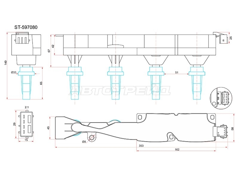 Катушка зажигания Citroen Berlingo 96-16 / C2 03-07 NFU;TU5JP4 (Модуль)