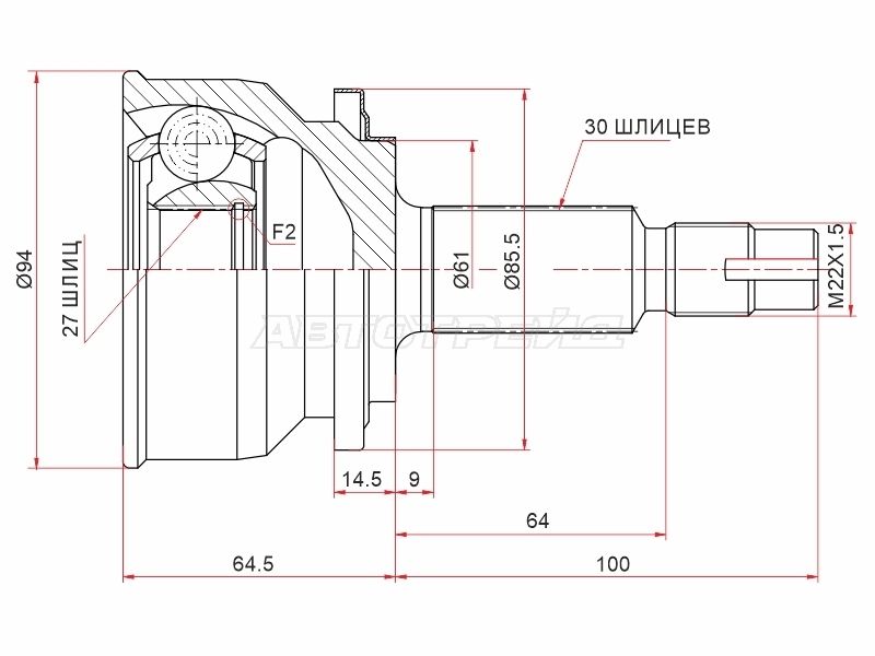 Шрус (Спереди/ Наруж) Lexus RX 08-15 / Toyota Harrier 13-20