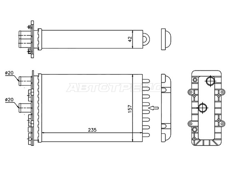 Радиатор отопителя салона Volkswagen Transporter 90-03 / Caravelle 90-03