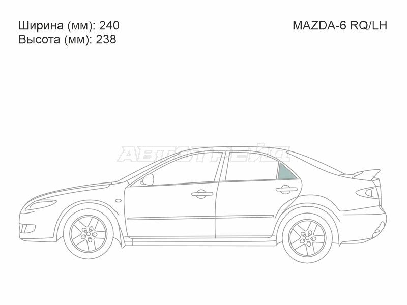 Стекло форточки (Сзади/ Слева/ Цвет зеленый) Mazda 6 02-08 / Atenza 02-07