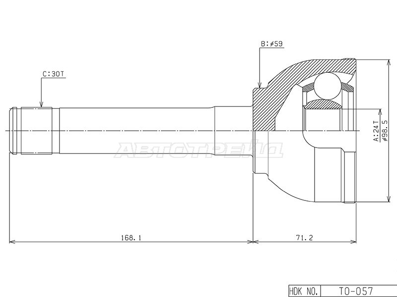 Шрус наружный TOYOTA LAND CRUISER 80/105 90-94- короткий HDK TO057