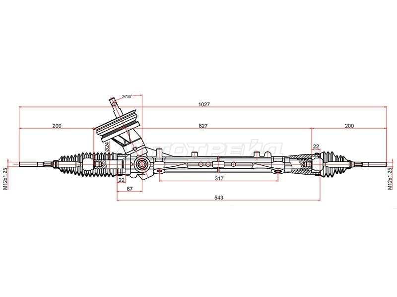 Рейка рулевая Nissan Note 05-13 / Tiida 04-14 (Левый руль)