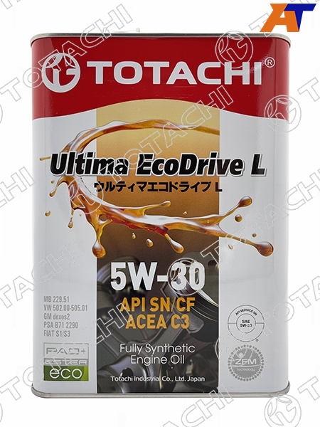 Масло моторное синтетическое TOTACHI Ultima Ecodrive L 5W-30 SN/CF C3 4л TOTACHI 12104