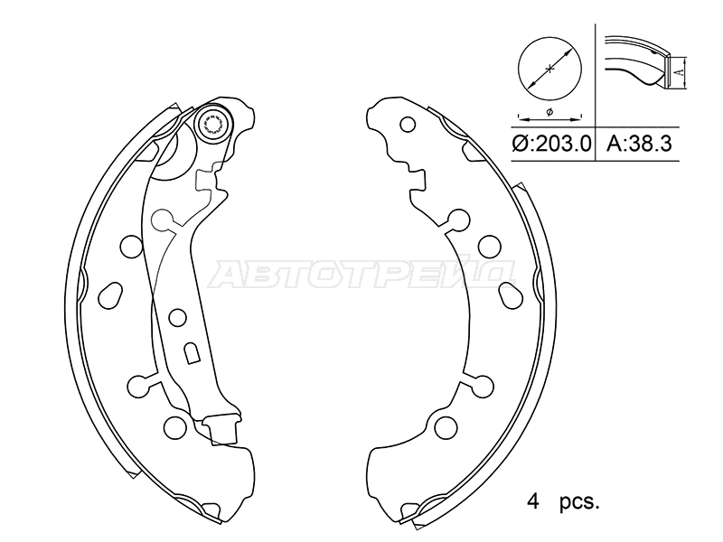 Колодки тормозные барабанные Toyota Yaris 05-14