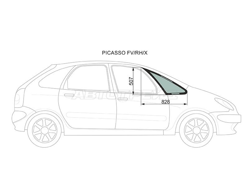 Заднее стекло на Ситроен Ксара Пикассо. Автостекло KMK на Citroen Xsara Picasso. Лекало Астра j стекло форточки (уголок). Каталог деталей Ситроен Ксара Пикассо.