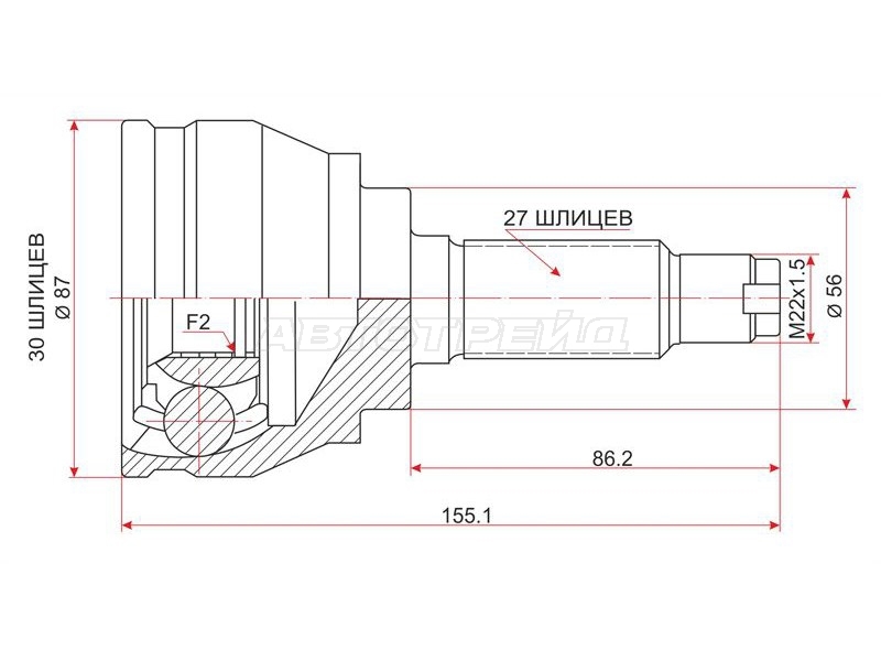 Шрус (Спереди/ Наруж) Subaru Forester 97-02 / Impreza 92-00