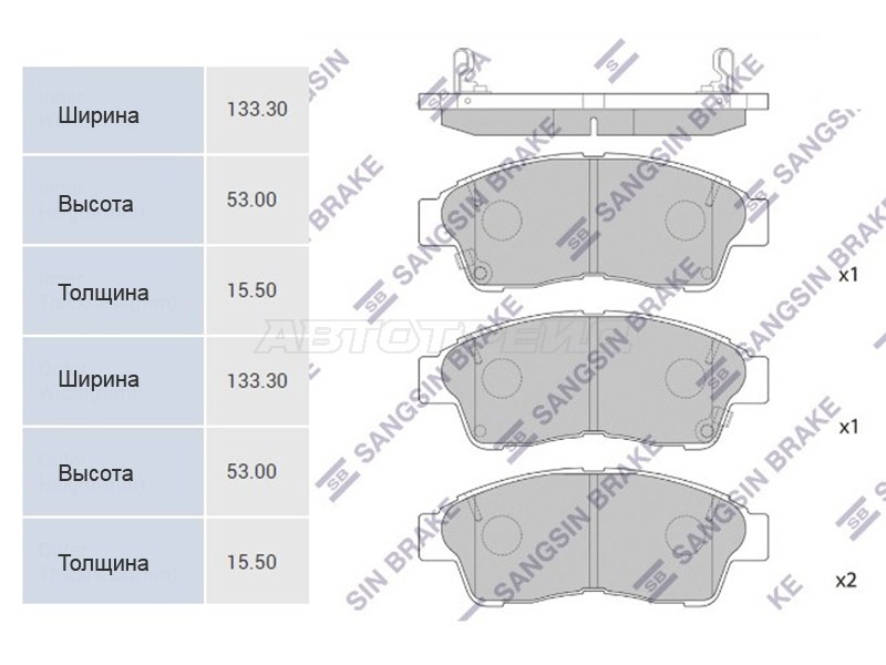 Колодки тормозные перед TOYOTA RAV4/CORONA/CARINA 92-T19/COROLLA E10/11 HI-Q-SANGSIN BRAKE SP1110