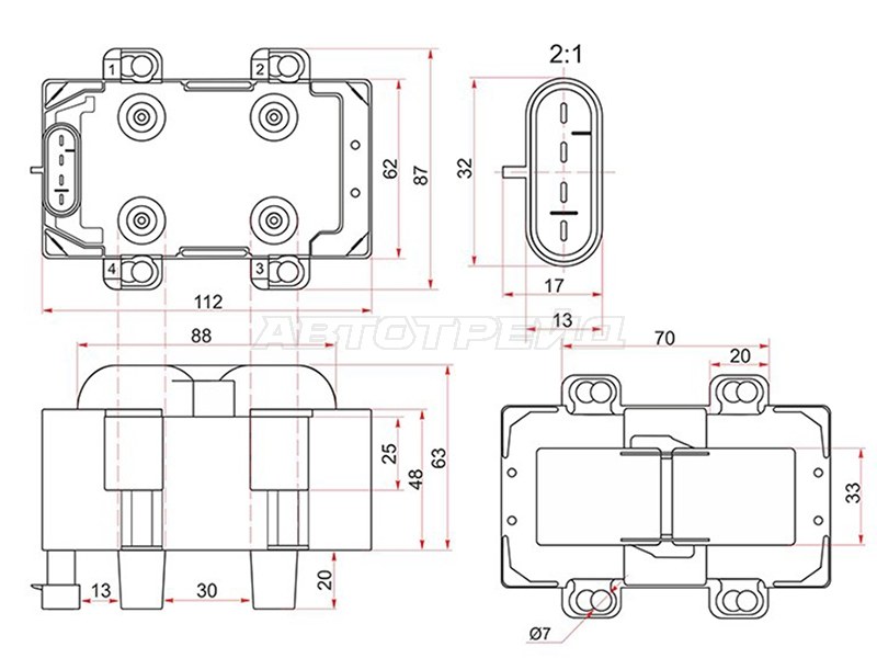 Катушка зажигания Renault Kangoo 97-07 / Logan 04-18 K7J;K7M (Модуль)