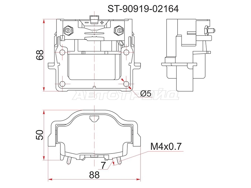 Катушка зажигания Toyota Avensis (T220) 97-03 / Caldina 92-02 1E;1RZ;1RZE;2E;2EE;2RZ;2RZE;3ALU;3E;3S