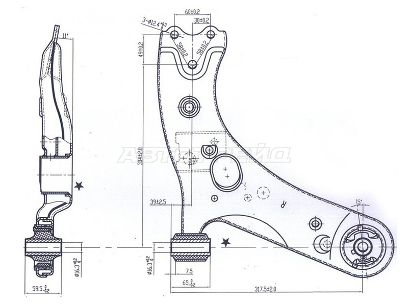 Рычаг подвески Toyota Corolla (E150,E180) 06-19 / Prius Alpha 11-21 (Спереди/ Справа)