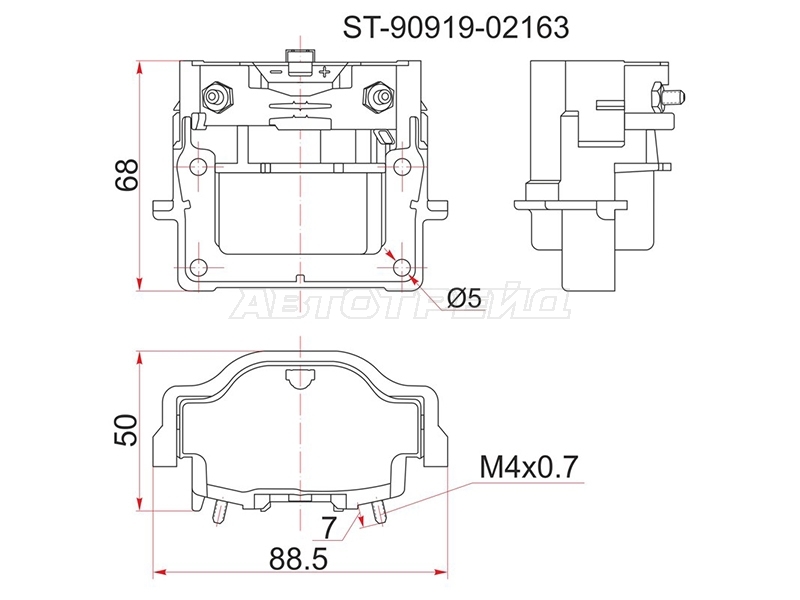 Катушка зажигания Toyota Caldina (T190,T210) 92-02 / Camry 91-01 2RZE;2RZFE;3E;3EE;3RZF;3RZFE;3SFE;4