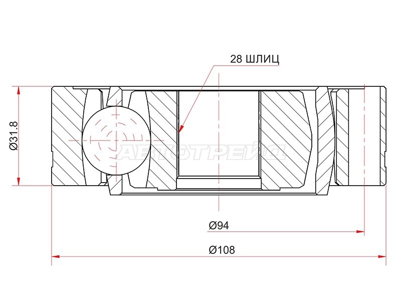 Шрус (Спереди/ Внутр) Volkswagen Transporter 03-15