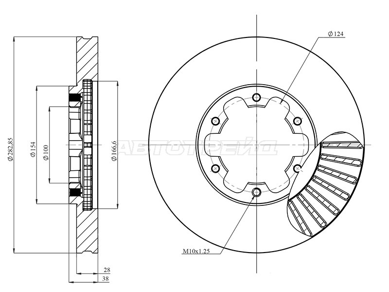 Диск тормозной (Спереди) Nissan Pathfinder 95-04 / Terrano 95-02 / Infiniti QX4 96-03 / Nissan Terrano Regulus 96-02 HOSU HSDB0158