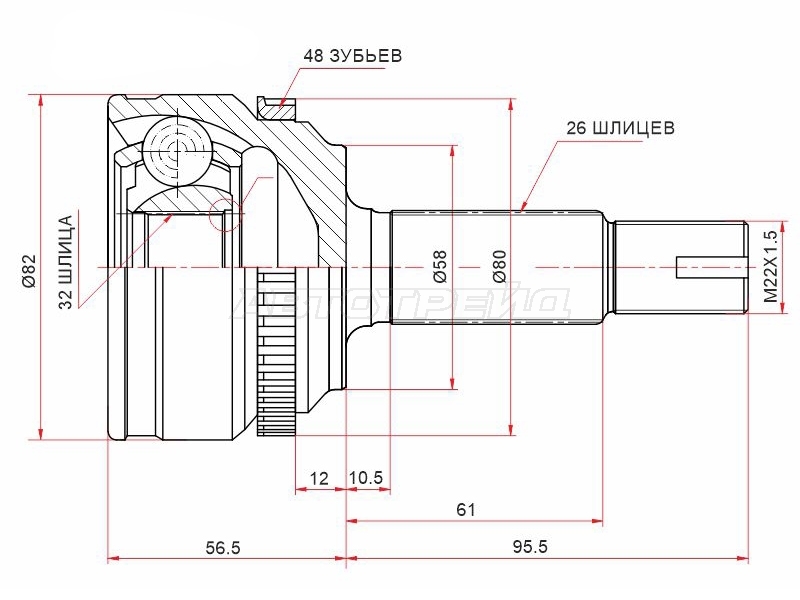 Шрус (Спереди/ Наруж) Toyota Corolla (E150,E180) 06-19 / Matrix 08-13, фото 2