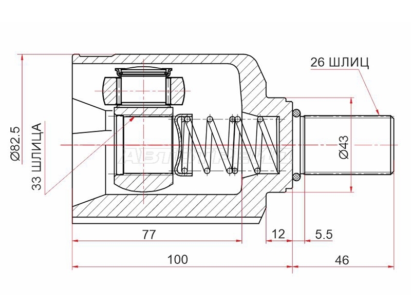 Шрус (Спереди/ Слева/ Внутр) Renault Duster 10-21 / Kaptur 16-22