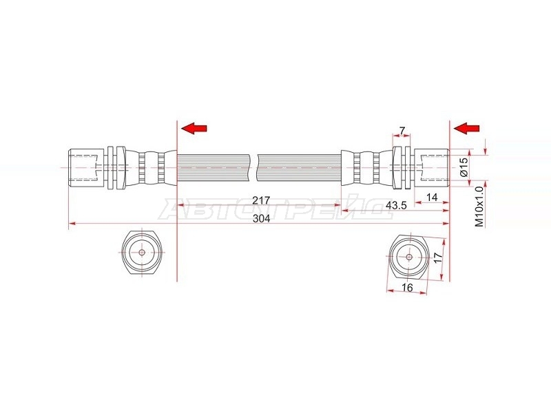 Шланг тормозной (Спереди) Toyota Hiace 82-98 / Dyna 84-99
