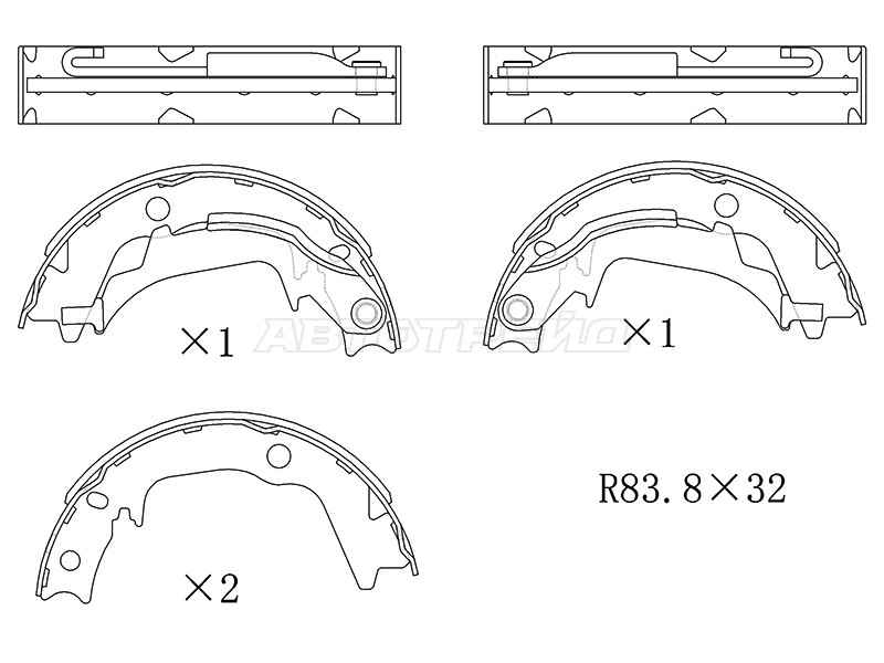Колодки тормозные барабанные (Стояночный тормоз) Hyundai Sonata 98-13 / Kia Soul 08-16