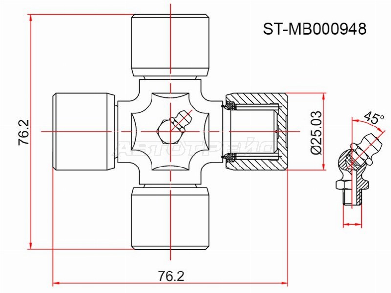 Крестовина MITSUBISHI L200 05-/PAJERO/MONTERO SPORT  96-/DELICA 89-06 SAT STMB000948