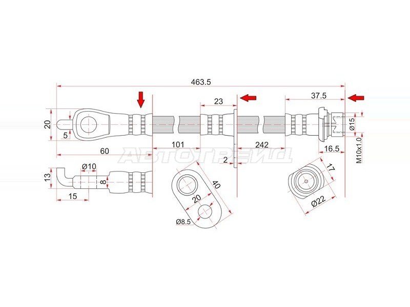 Шланг тормозной (Спереди/ Слева) Toyota Land Cruiser (J200) 07-21 / Lexus LX 07-23