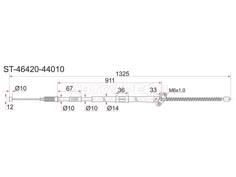 Трос ручного тормоза Toyota Ipsum (SXM10) 96-01 / Gaia 98-04 (Справа)