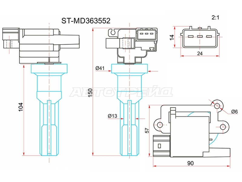 Катушка зажигания Mitsubishi Lancer 02-10 / Outlander 02-09 4G63