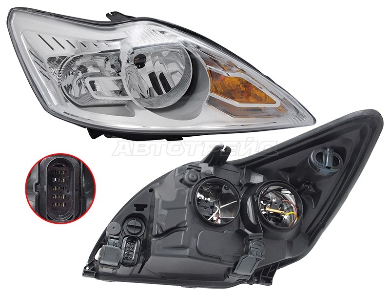 Фара Ford Focus 07-11 (Справа/ Галоген/ Ручная регулировка)