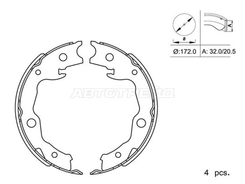 Колодки стояночного тормоза NISSAN QASHQAI 07-/X-TRAIL 07-14/CUBE 08-/TOYOTA RAV4 05-19 SAT ST3130004