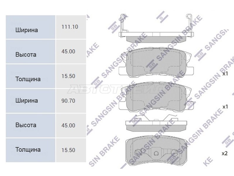 Колодки тормозные зад MITSUBISHI ASX 10 HI-Q-SANGSIN BRAKE SP2076