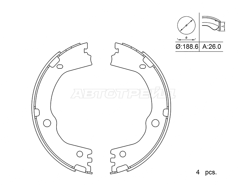 Колодки тормозные барабанные (Сзади/ Стояночный тормоз) Hyundai Santa Fe 05-12 / Tucson 15-19