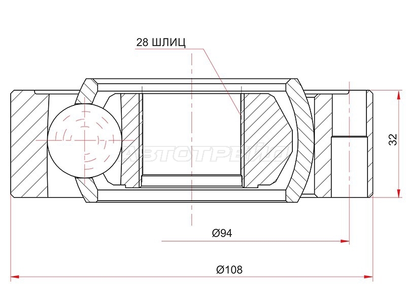 Шрус (Спереди/ Внутр) Audi A4 94-01 / A6 94-05