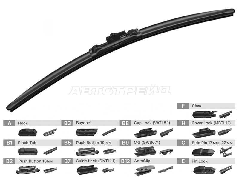 Щетка стеклоочистителя бескаркасная 22 (550mm) SAT ST1900022
