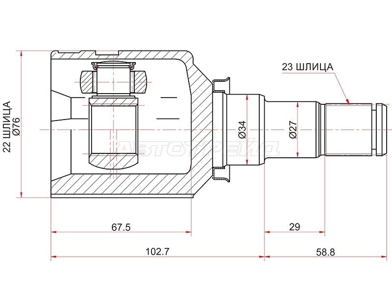 Шрус (Спереди/ Внутр) Toyota Ractis 05-10 / Vitz 99-20