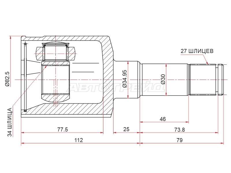 Шрус (Спереди/ Слева/ Внутр) Chevrolet Captiva 06-11 / Opel Antara 06-15