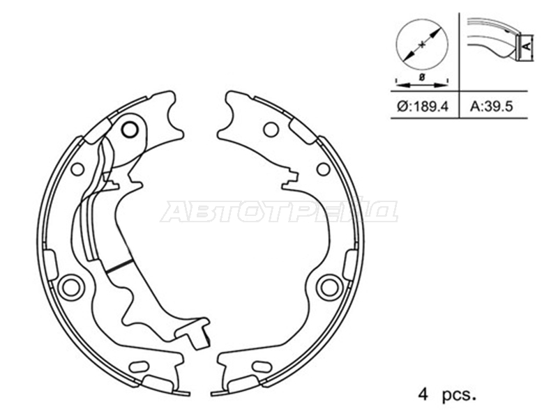 Колодки тормозные барабанные (Сзади/ Стояночный тормоз) Hyundai ix35 09-15 / Tucson 09-15