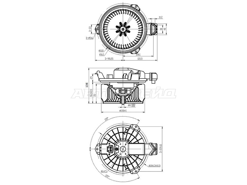 Мотор отопителя салона (Левый руль) Toyota Corolla (E150,E180) 06-19 / Hilux Pick Up 04-15