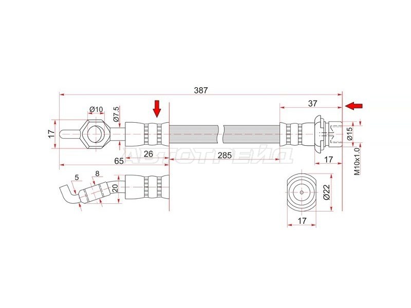 Шланг тормозной (Спереди) Toyota Crown 99-07 / Mark II 00-04