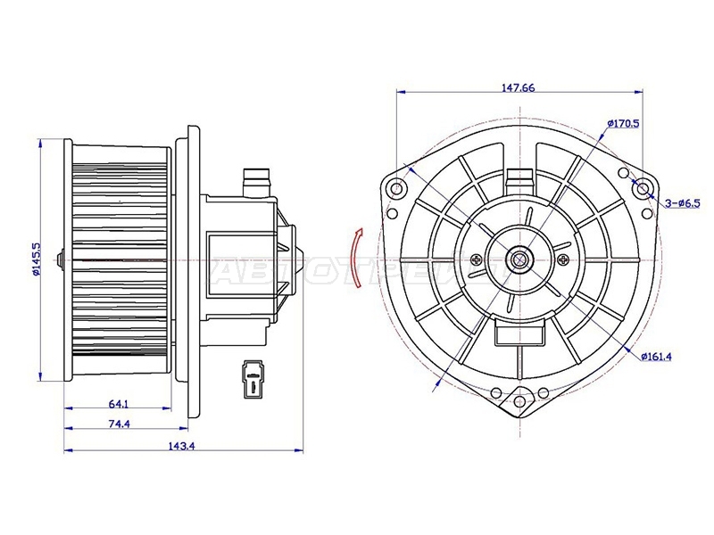 Мотор отопителя салона (Левый руль) Chevrolet Aveo 02-11 / Ravon Nexia R3 16-20
