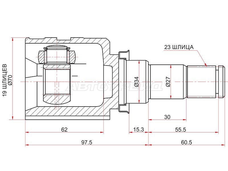 Шрус (Спереди/ Внутр) Toyota Vitz 05-20 / Belta 05-12