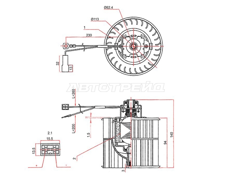 Мотор отопителя салона (Левый руль) LADA 2108 84-04 / 2109 87-06