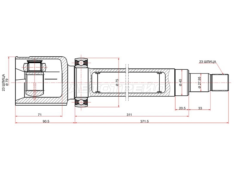 Шрус (Спереди/ Справа/ Внутр) Ford Focus 04-11 / C-MAX 03-10