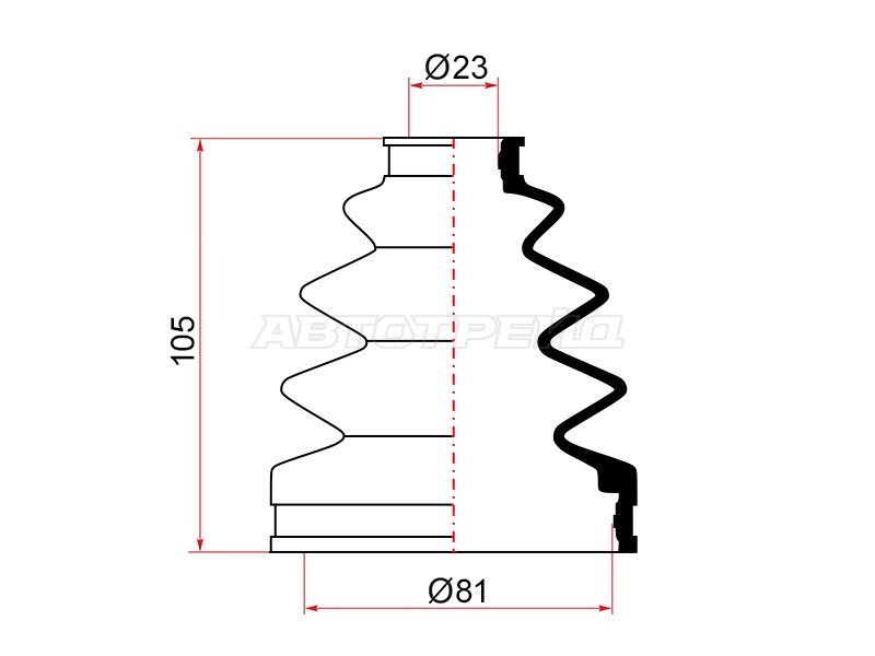 Пыльник внешн ШРУСа (d=23 D=81 H=105) Toyota MARUICHI 02148