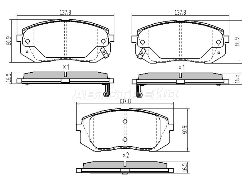 Колодки тормозные (Спереди/ С отверстиями под пружинку) Hyundai Elantra 15-20 / ix35 09-15
