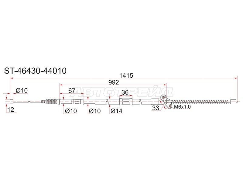Трос ручного тормоза Toyota Ipsum (SXM10) 96-01 / Gaia 98-04 (Слева)