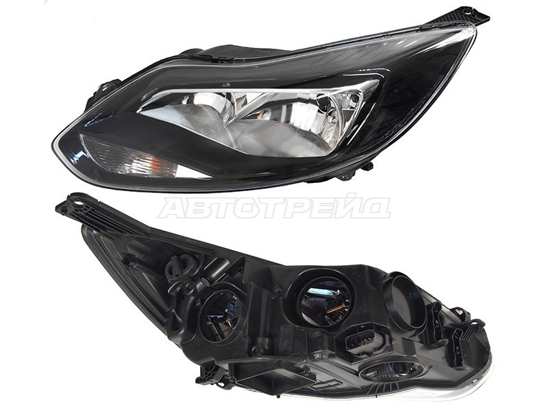 Фара Ford Focus 10-15 (Слева/ Галоген/ С электрокорректором/ Чёрная)