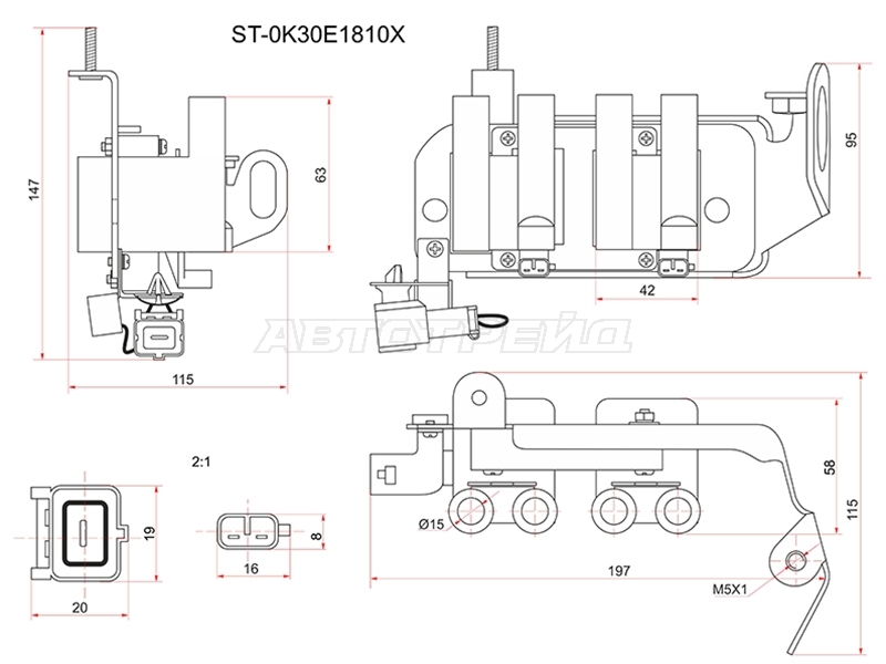 Катушка зажигания Kia Rio 00-05 / Spectra 00-11 A5D;GA6D;S6D (Модуль)