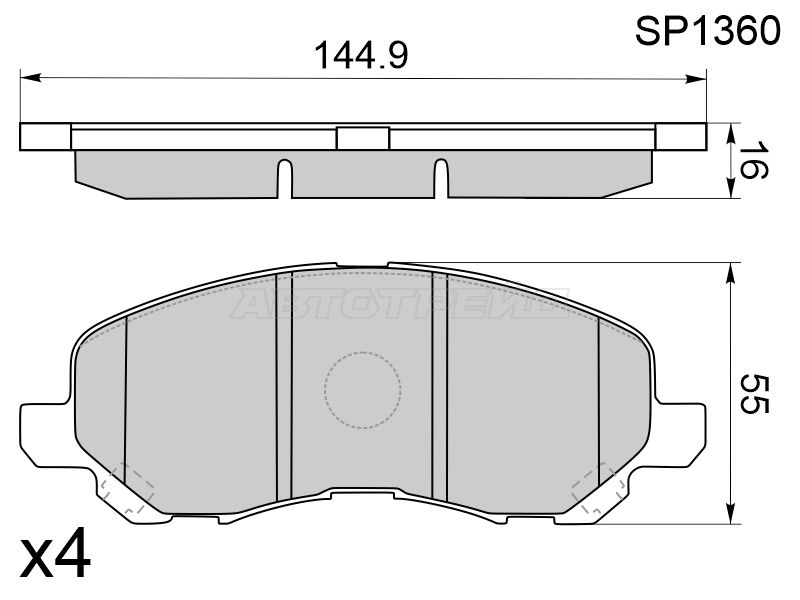 Колодки тормозные перед MITSUBISHI OUTLANDER 05-12/COLT CY2A 07-/LANCER CS5 00-07 HI-Q-SANGSIN BRAKE SP1360